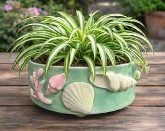 Zeeschildpad kom cadeau handgemaakt keramiek oceaan decor kust plantenbak strand aardewerk