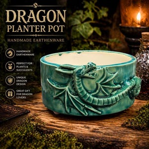 Pot de fleurs en céramique verte en forme de dragon, émail émeraude brillant, support pour plantes succulentes