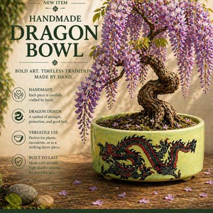 Doniczka w kształcie smoka, ręcznie robiona ceramiczna doniczka bonsai z zielonym szkliwem