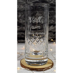 Graviertes / personalisiertes Wodka Design Kristall Highball Glas Geschenk für Geburtstag / Muttertag / Vatertag / Weihnachten