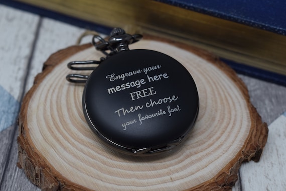 11 Orologi Da Tasca Neri, Set Regalo Per Sposo, Regalo Inciso Personalizzato, Set Di Orologi Neri Personalizzati, Scatola Regalo E Catena Incluse, Set Per Matrimonio 11 - Italia - Foto 9