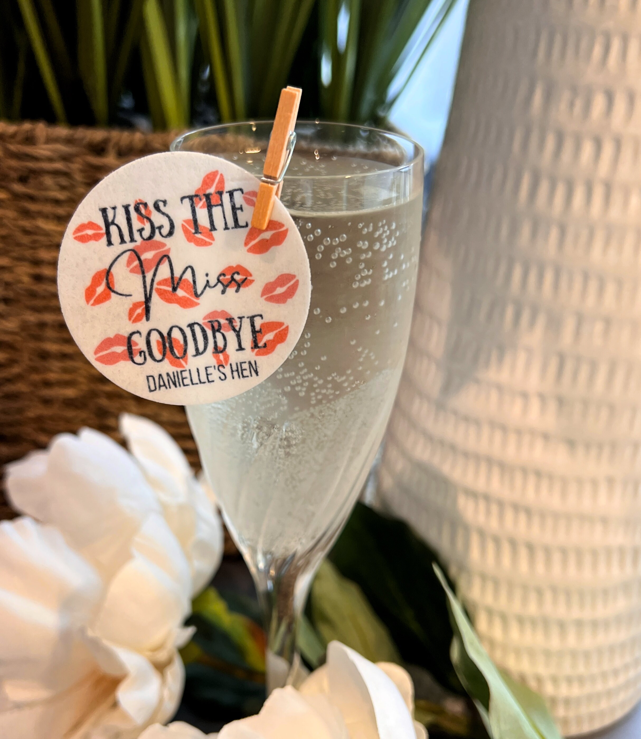Personalised Kiss The Miss Goodbye Hen Do Party Edible Cocktail Drink  Toppers