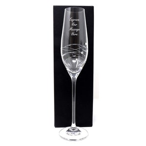 Engraved/Personalised Diamante Crystal Champagne Flute With Spiral Design & Swarovski Crystals - Gift For Birthday/Wedding/Bridesmaid