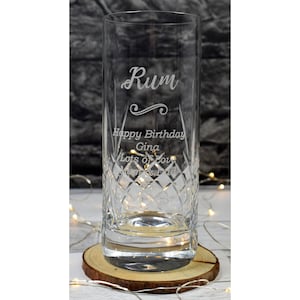 Engraved/Personalised Rum Design Crystal Highball Glass Gift For Birthday/Mothers Day/Fathers Day/Christmas