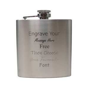 Engraved/Personalised 6oz Brushed Stainless Steel Hip Flask in Gift Box Ideal Gift For Birthday/Wedding/Best Man/Dad/Fathers Day/Grandad image 1