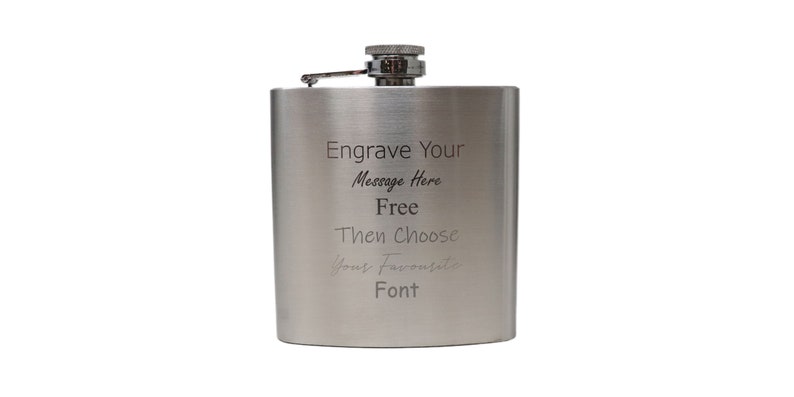 Engraved/Personalised 6oz Brushed Stainless Steel Hip Flask in Gift Box Ideal Gift For Birthday/Wedding/Best Man/Dad/Fathers Day/Grandad image 1