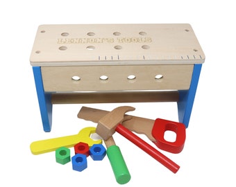 Personalised/Engraved Wooden Tool Box & Work Bench Gift For Boys/Girls/Children