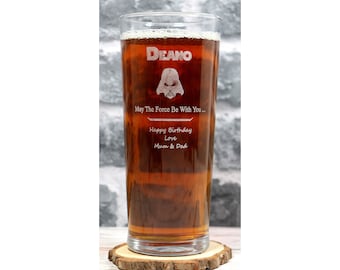 Personalised/Engraved Star Wars DARTH VADER Pint Glass Gift for Birthday/Fathers Day/Christmas