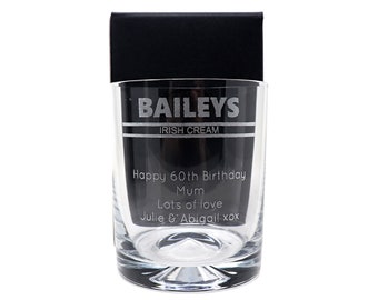 Engraved/Personalised *Baileys Banner Design* Dimple Glass Tumbler Gift Boxed