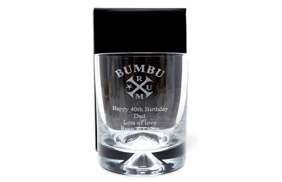 Custom Engraved Glass Tumbler With Bumbu Spiced Rum - 70cl