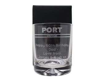 Engraved/Personalised *Port Banner Design* Dimple Glass Tumbler Gift Boxed