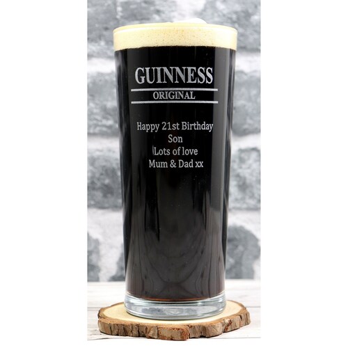 Engraved/personalised GUINNESS Design Pint Glass Gift for Etsy
