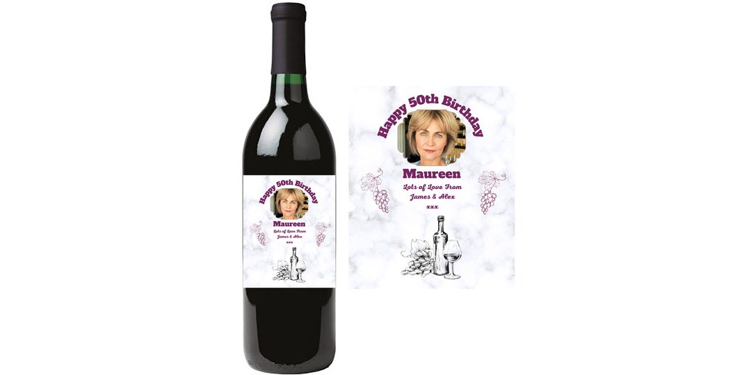 Personalised Red Wine Bottle Label Photo Design for Birthday/christmas