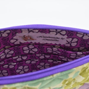 Clematis Wristlet. Quilted Bag. Wristlet Clutch. Purse Organizer. Gift for Her. Pretty Floral Bag. Butterfly Tassel. Birthday Girl. Pouch. image 5