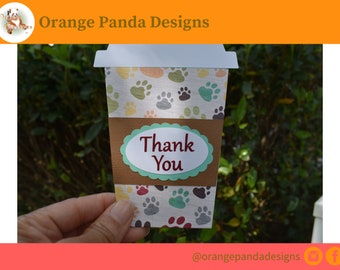 Coffee Cup Gift Card Holder. Dog Paws Gift Card Holder. Dog Walker Gift Idea. Thank You For All You Do. Unique Gift Card Holder.