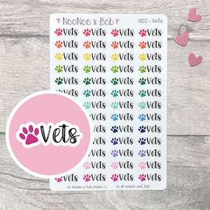 Adesivi per pianificatori veterinari - Adesivi per pianificatori per cani/gatti - Adesivi per pianificatori per animali domestici - Adesivi per intestazioni - Adesivi per pianificatori funzionali