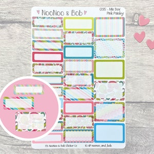 Pink Paisley Pattern Mixed Box Planner Stickers - Pattern Boxes - Box Planner Stickers - Functional Planner Stickers