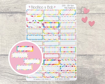 Pink Regenbogen Muster Viertel-Box-Aufkleber - Box-Planer Aufkleber - Viertel-Box Aufkleber - Funktionale Planer Aufkleber