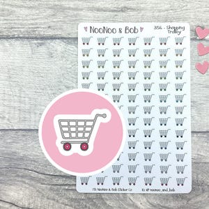 ショッピング トロリー プランナー ステッカー - ショッピング カート ステッカー - スーパーマーケット プランナー ステッカー - 食料品の買い物 - ジャーナル ステッカー