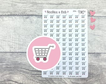 Shopping Trolley Planner Stickers - Shopping Cart Stickers - Supermarket Planner Stickers - Grocery Shopping - Journal Sticker