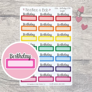 Adesivos para planejador de caixa de trimestre de aniversário - Adesivos para planejador de aniversário - Adesivos de cabeçalho - Adesivos para diário - Adesivos para planejador funcional