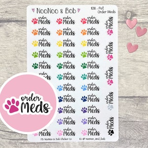 Order Meds Pet Planner Stickers - Pet Medication - Black script - Header stickers - Functional Planner Stickers - Dog/Cat Stickers