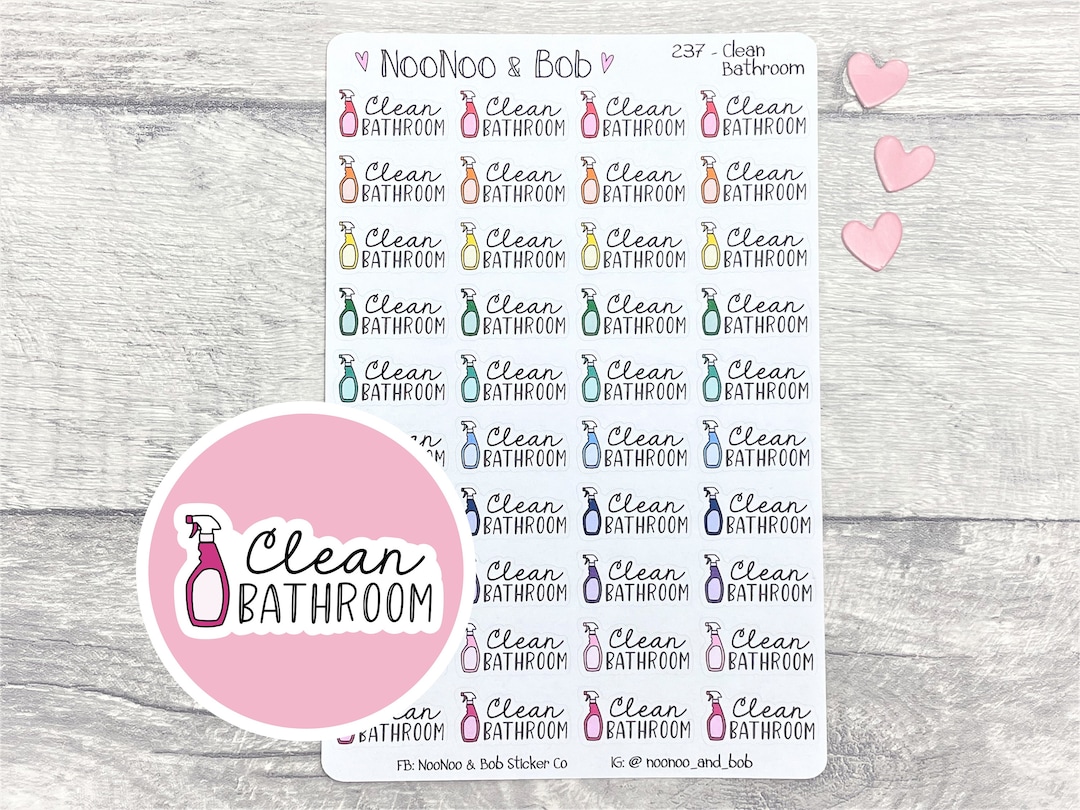 Clean Bathroom Planner Stickers - Cleaning Planner Stickers - Housework ...