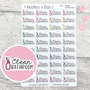 Clean Bathroom Planner Stickers - Cleaning Planner Stickers - Housework Stickers - Chore Stickers - Functional Planner Stickers