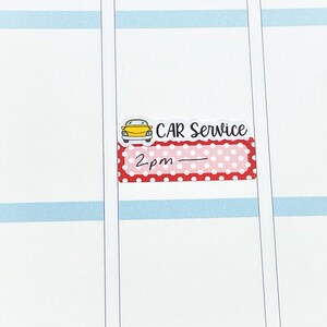 May include: A red and white polka dot sticker with a yellow car illustration and the text "CAR Service" and "2pm_" on a white background.
