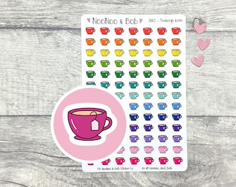 Teacup Planner Stickers - Tea Break - Tea Cup Stickers - Mini Stickers - Drink Stickers - Journal Stickers