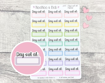 Day out at: Pastel Quarter Box Planner Stickers - Day Out Planner Stickers - Planner Box Stickers - Trip Stickers