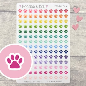 Planner Stickers patte d'animal de compagnie - patte de chat/chien - Stickers animal de compagnie - écriture noire - Stickers en-tête - Stickers journal - Stickers agenda fonctionnel