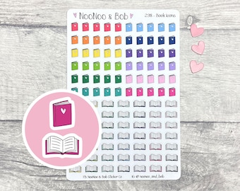 Book Icon Planner Stickers - Reading Planner Stickers - Book Planner Stickers - Journal Stickers - Functional Planner Stickers