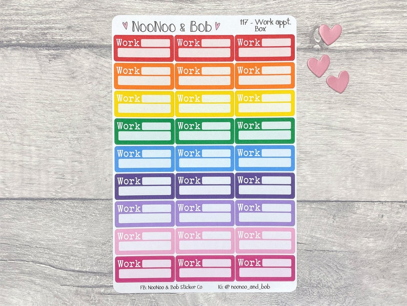 Work Appointment Quarter Box Planner Stickers - Script Boxes- Header ...