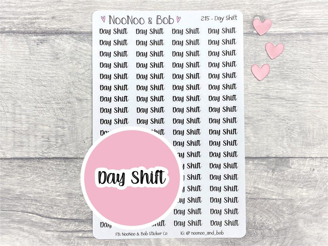 Work Shift Sticker Day Shift Planner Stickers - Nurse Planner Stickers - Shift Work ...