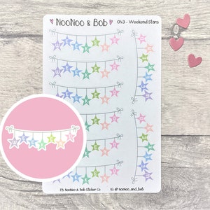 Weekend pastel sterren banner planner stickers - weekend banner planner stickers - dagboek stickers - functionele planner stickers