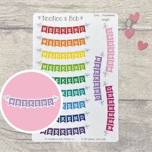 Pegatinas para planificador con pancarta de fin de semana - Pegatinas para planificador con pancarta de fin de semana - Pegatinas para diario - Pegatinas para planificador funcional