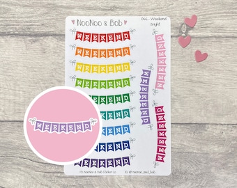 Weekend Flag Banner Planner Stickers - Weekend Banner Planner Stickers - Journal Stickers - Functional Planner Stickers