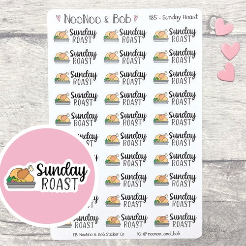 Sunday Roast Script Planner Stickers Roast Dinner Planner Etsy UK