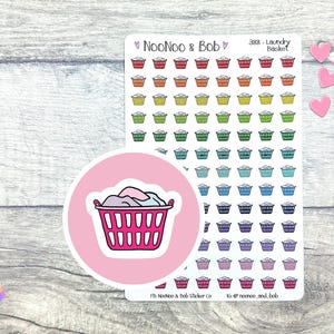 Wäschekorb Planer Sticker - Waschen Planer Sticker - Hausarbeit Sticker - Kalender Sticker - Journal Sticker