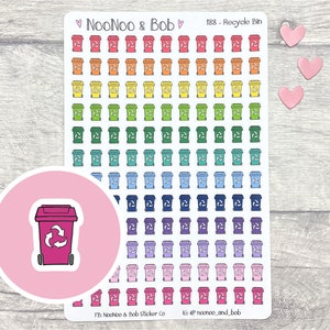 Recycle Mülltonne Planer Aufkleber - Papierkorb - Bin Day - UK Planner Aufkleber - Müll Aufkleber - Journal Aufkleber - Funktionale Aufkleber