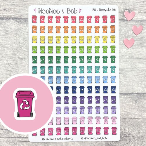 Recycle Wheelie Bin Planner Stickers Recycle Bin Bin Day Etsy UK