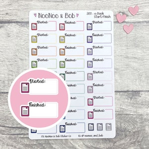 Kindle E-Reader 'Begonnen/Beendet' Lektüre Box Planner Stickers - Lese Aufkleber - Buch Planner Stickers