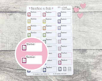 Kindle E-Reader 'Started/Finished' Reading Box Planner Stickers - Reading Planner Stickers - Book Planner Stickers