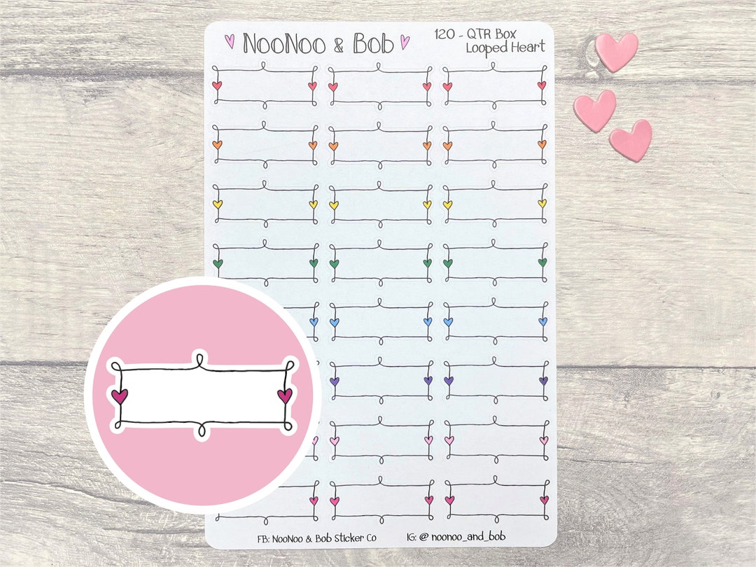 Doodle Loop Heart Quarter Box Planner Stickers - Doodle Planner ...