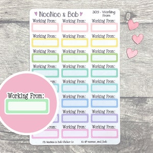 Working From Pastel Quarter Box Planner Stickers - Meeting Planner Stickers - Appointment Planner Stickers - Functional Planner Stickers