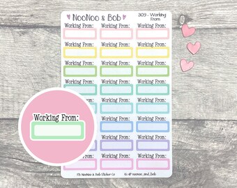 Working From Pastel Quarter Box Planner Stickers - Meeting Planner Stickers - Appointment Planner Stickers - Functional Planner Stickers