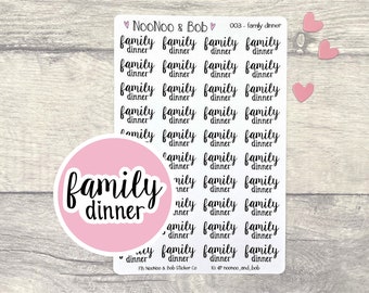 Familienessen Planner Aufkleber - schwarze Schrift - Header Aufkleber - Funktionale Planer Aufkleber
