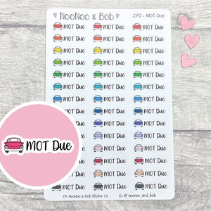 MOT Due Planner Stickers - Auto-onderhoudsstickers - Voertuigonderhoudsstickers - UK Planner Stickers - Functionele Planner-stickers