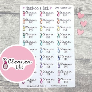 Cleaner Due Planner Stickers - Cleaning Planner Stickers - Housework Stickers - Chore Stickers - Functional Planner Stickers